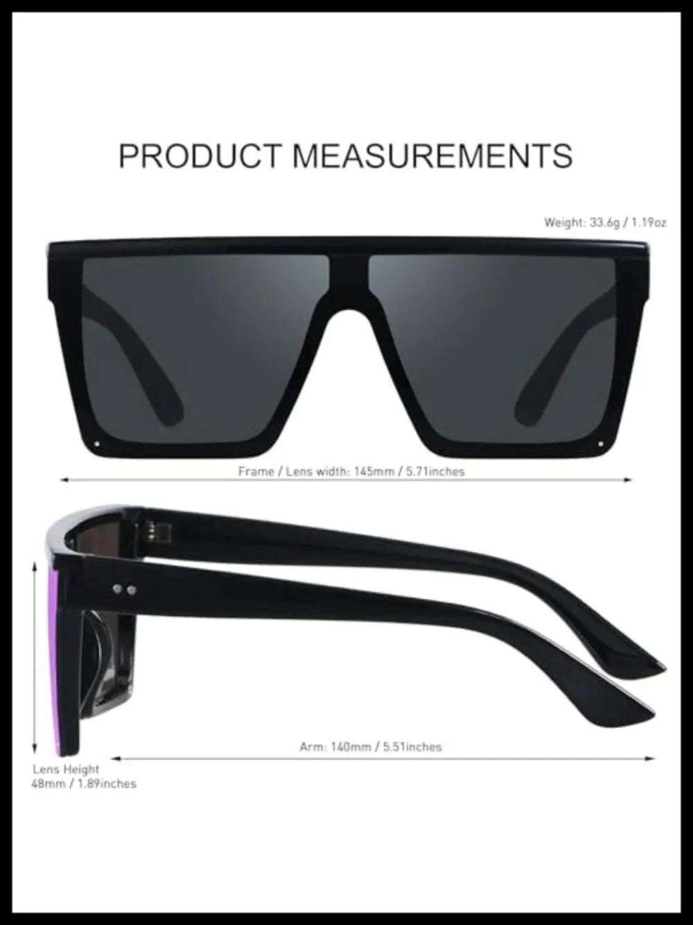 Oversized Square Sunglasses for Women Men Flat Top UV400